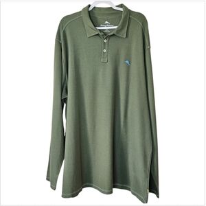 Tommy Bahama Island Zone Tropicool Pique Spectator Green Long Sleeve Polo  2XLT